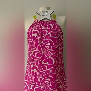 ATHLETA Pink & White Swirl Halter Top Swim Dress